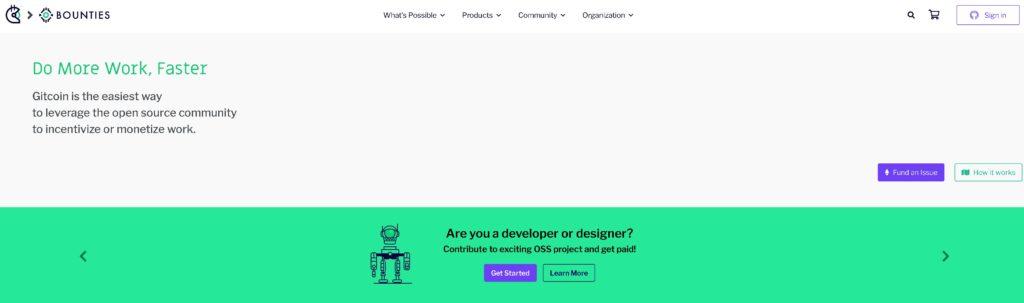 Screenshot GitCoin Bounties Page